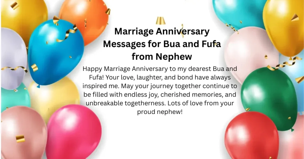Marriage Anniversary Messages for Bua and Fufa from Nephew