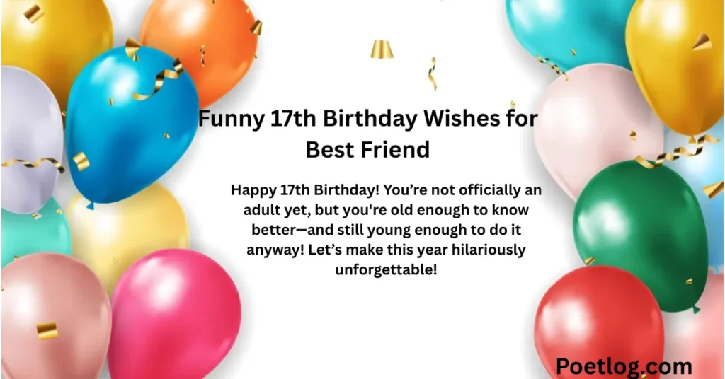Funny 17th Birthday Wishes for Best Friend