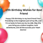 17th Birthday Wishes for Best Friend